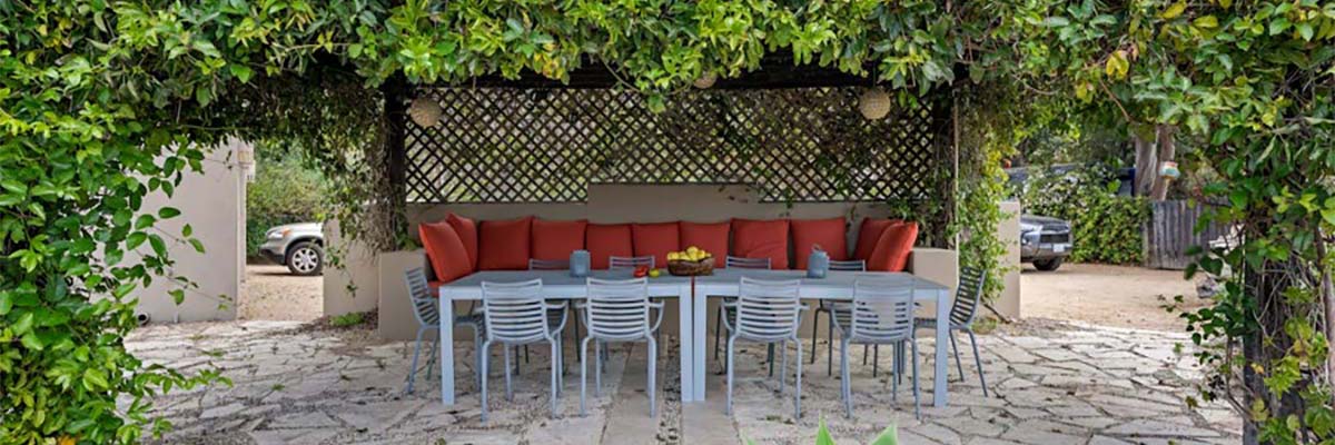 Camouflage Netting in Garden with patio furniture